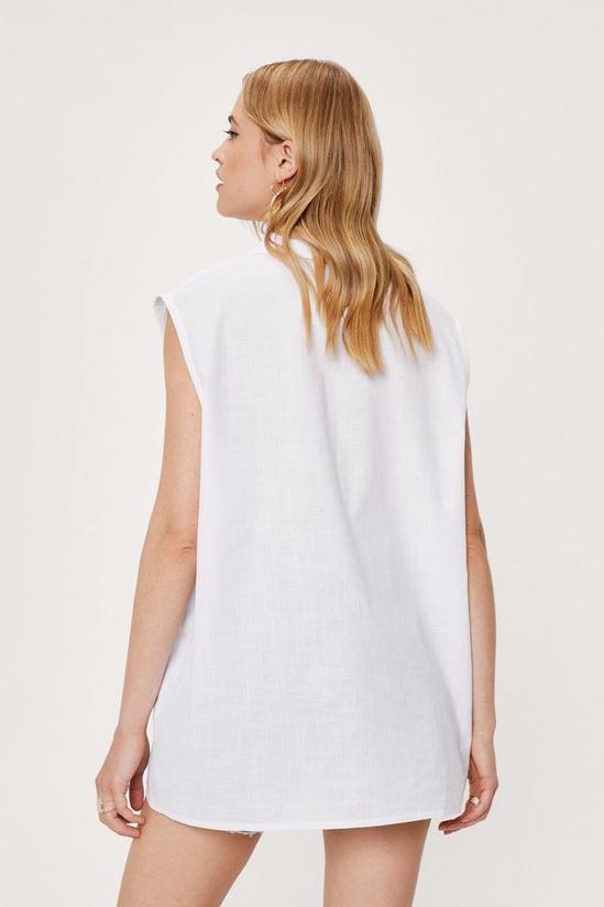 NastyGal Linen Sleeveless Button Down Longline Shirt 4