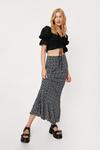 NastyGal Check Textured Ruched Puff Sleeve Crop Blouse thumbnail 3