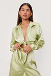 NastyGal Satin Tie Front Cropped Blouse thumbnail 1