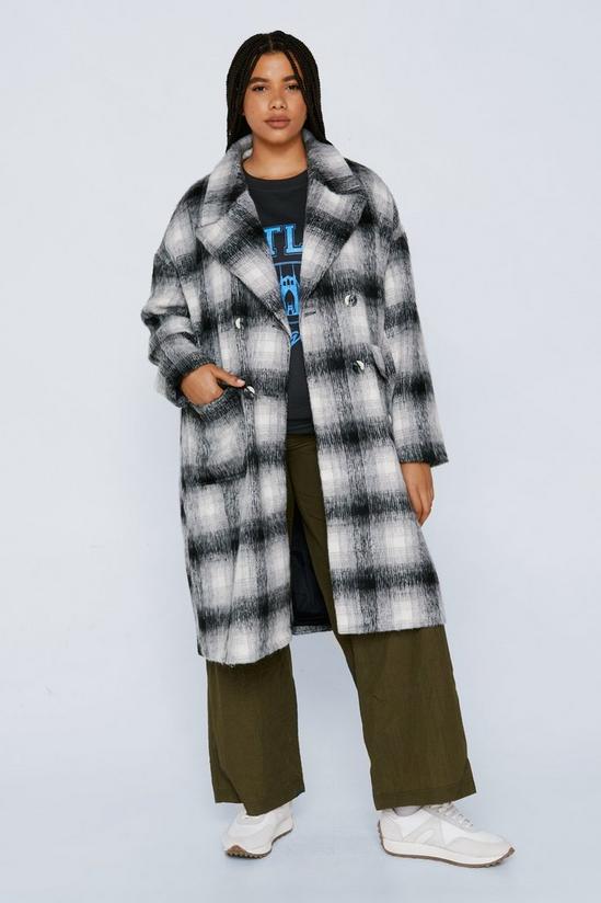 NastyGal Plus Size Check Double Breasted Wool Look Coat 1