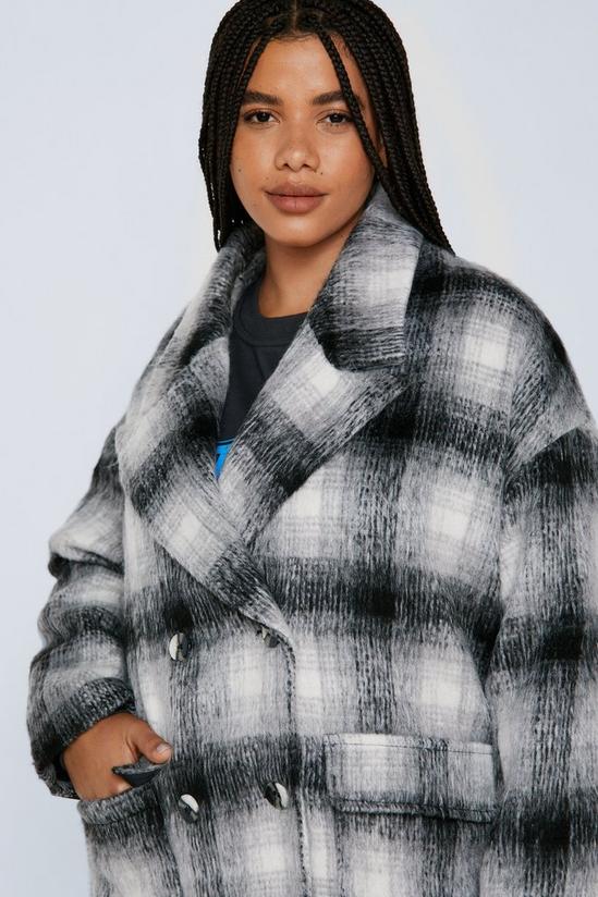 NastyGal Plus Size Check Double Breasted Wool Look Coat 2