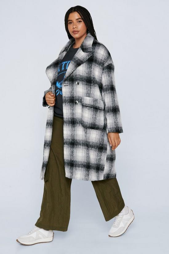 NastyGal Plus Size Check Double Breasted Wool Look Coat 3