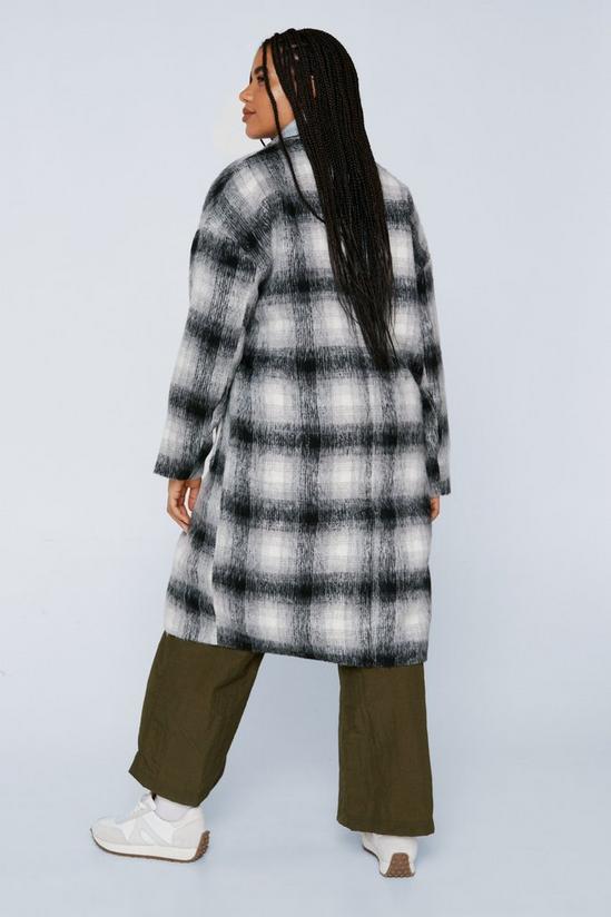 NastyGal Plus Size Check Double Breasted Wool Look Coat 4