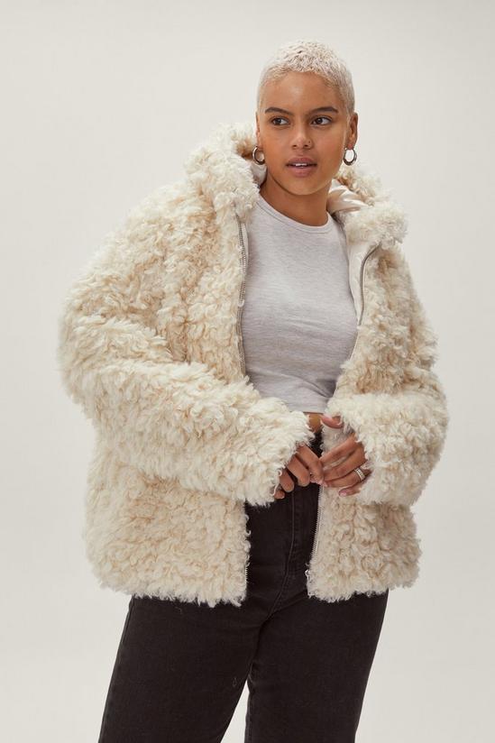 NastyGal Plus Size Teddy Faux Fur Zip Through Jacket 1