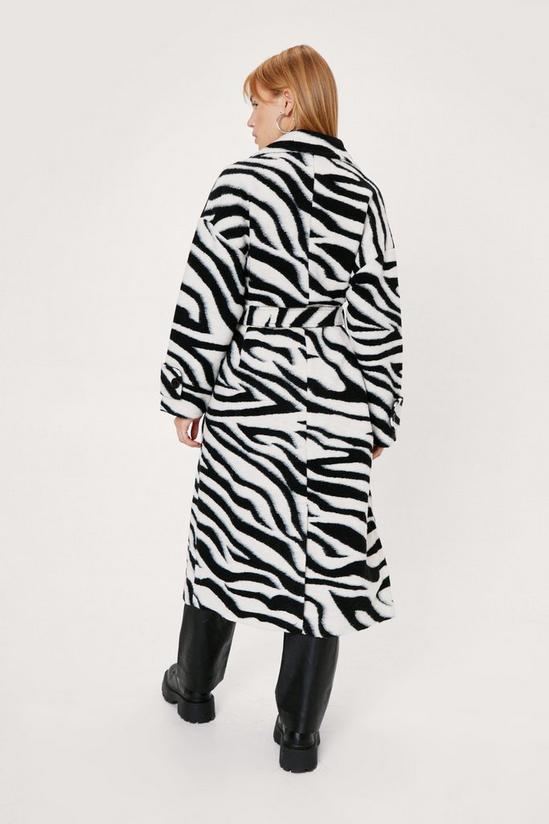 NastyGal Petite Zebra Print Maxi Belted Coat 4