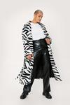 NastyGal Plus Size Zebra Print Belted Midi Coat thumbnail 1
