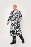 NastyGal Plus Size Zebra Print Belted Midi Coat thumbnail 2