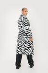 NastyGal Plus Size Zebra Print Belted Midi Coat thumbnail 4