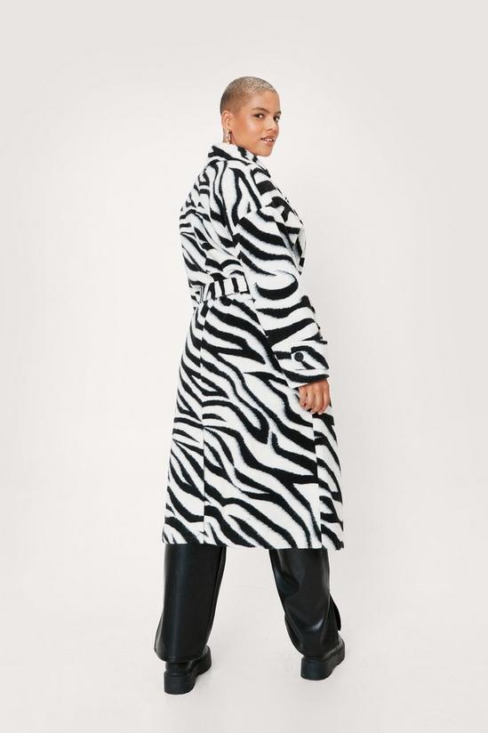 NastyGal Plus Size Zebra Print Belted Midi Coat 4