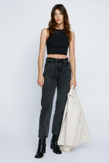 Denim High Waisted Mom Jeans washed black