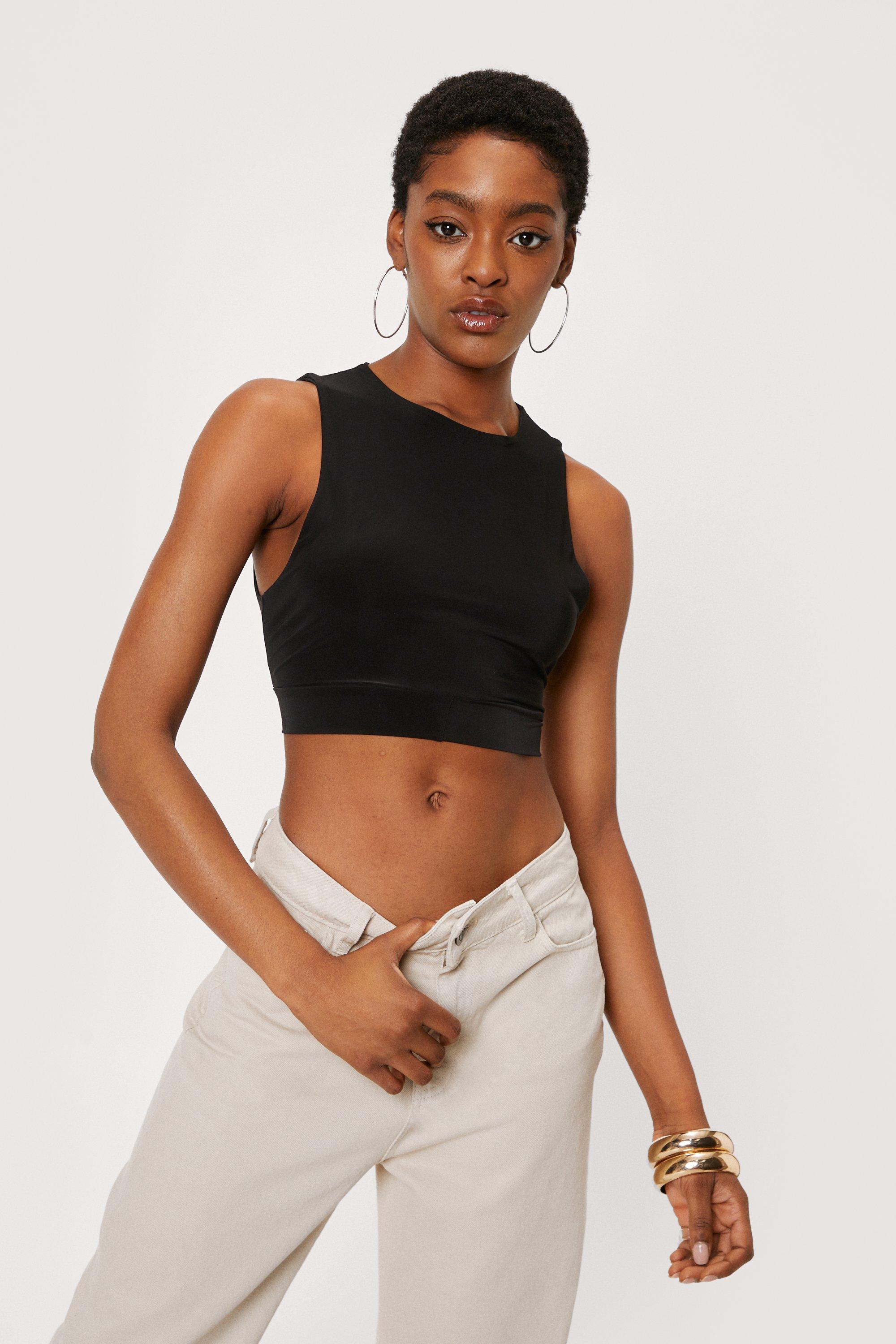 Women s Backless Tie Fitted Crop Top Boohoo UK