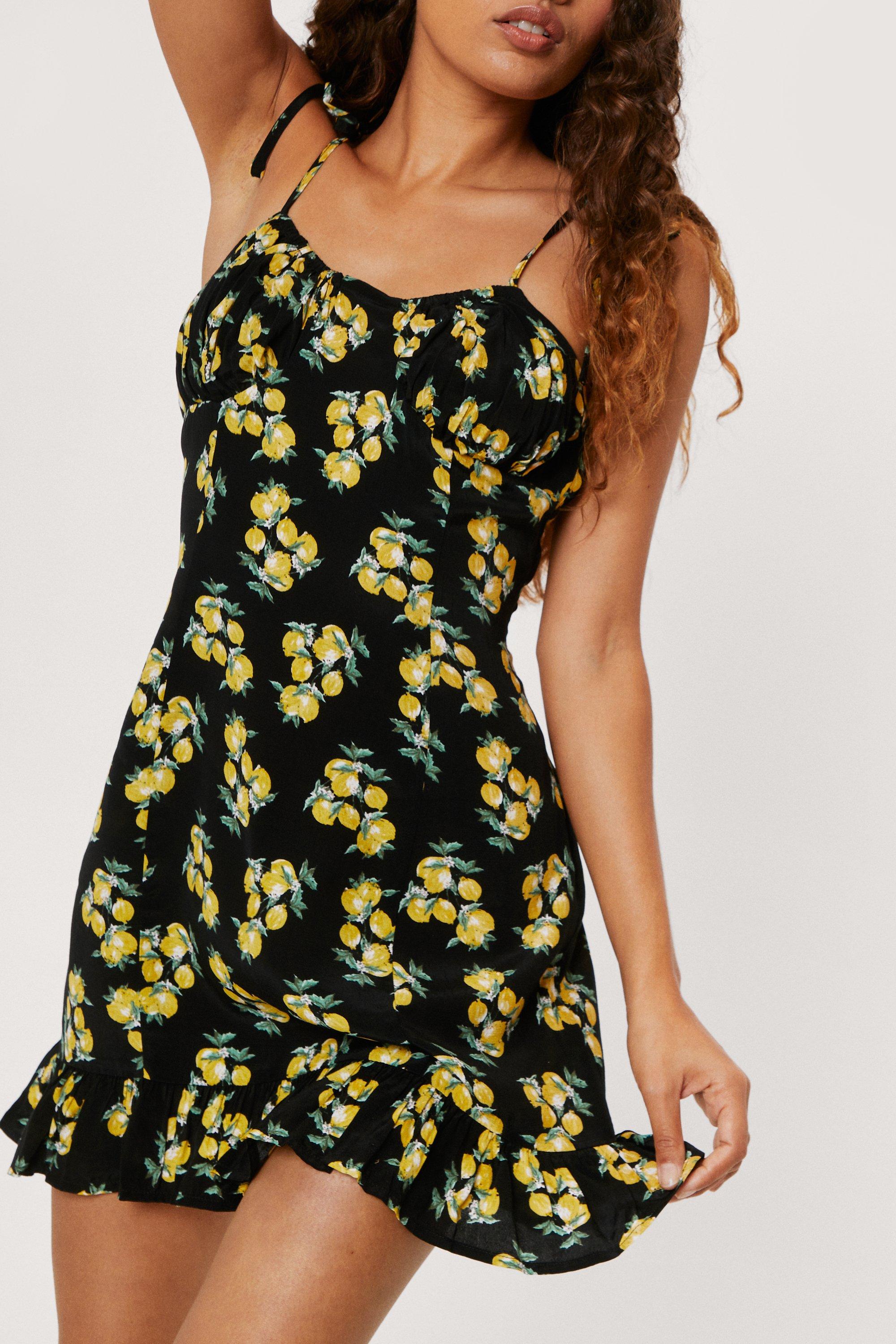 Lemon print dress outlet boohoo