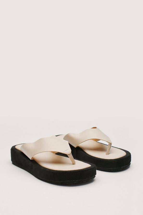 NastyGal Faux Leather Toe Thong Flatform Sandals 1