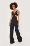 NastyGal Ribbed O Ring Cut Out Wide Leg Jumpsuit thumbnail 1