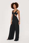 NastyGal Ribbed O Ring Cut Out Wide Leg Jumpsuit thumbnail 2