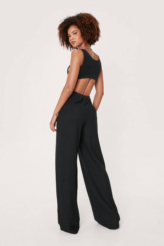 NastyGal Ribbed O Ring Cut Out Wide Leg Jumpsuit 4