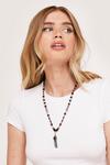 NastyGal Beaded Feather Pendant Necklace thumbnail 1
