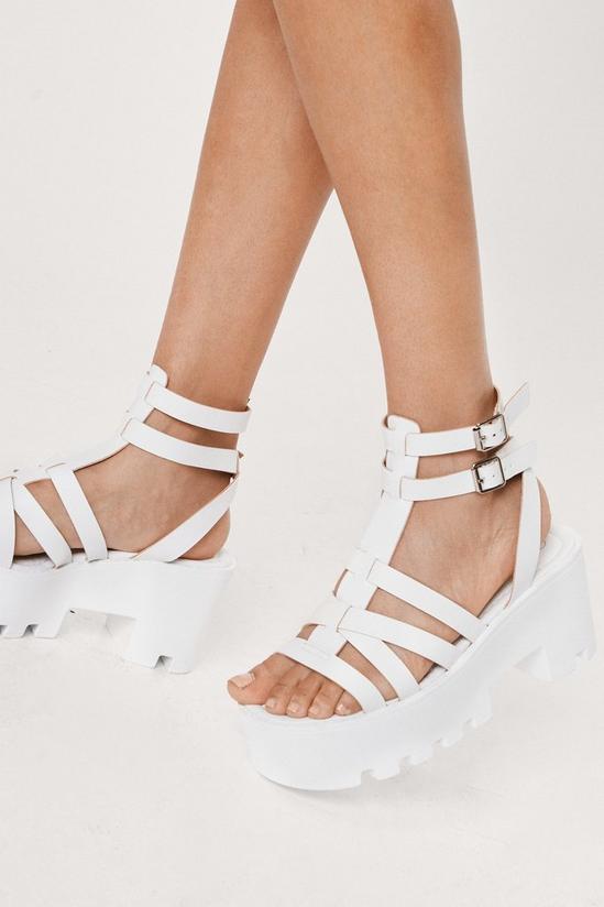 NastyGal Faux Leather Caged Chunky Cleat Sandals 2
