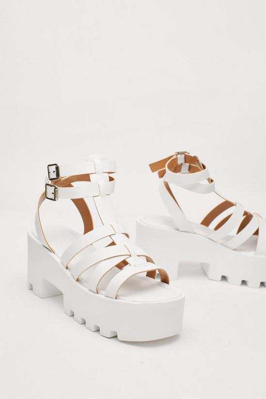 NastyGal Faux Leather Caged Chunky Cleat Sandals 4