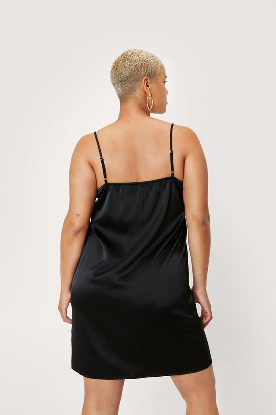NastyGal Plus Size Satin Lace Trim Slip Mini Dress 4