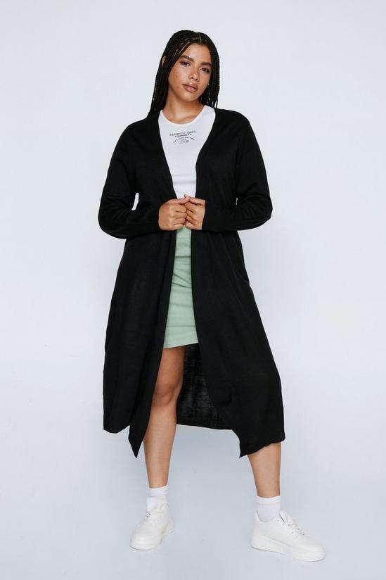 NastyGal Plus Size Belted Knitted Longline Cardigan 1