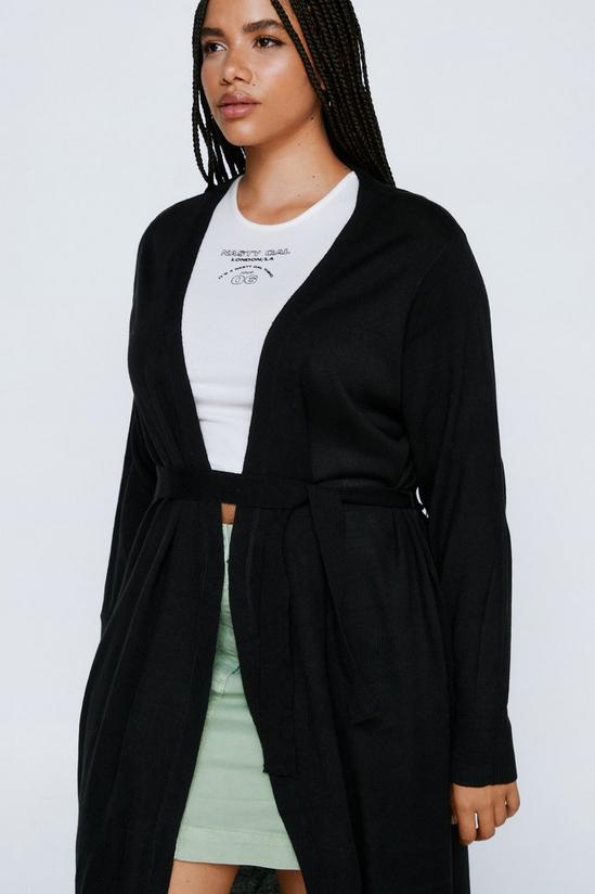 NastyGal Plus Size Belted Knitted Longline Cardigan 2