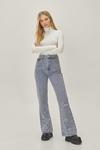NastyGal Star Applique High Waisted Flared Jeans thumbnail 2