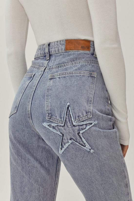 NastyGal Star Applique High Waisted Flared Jeans 3