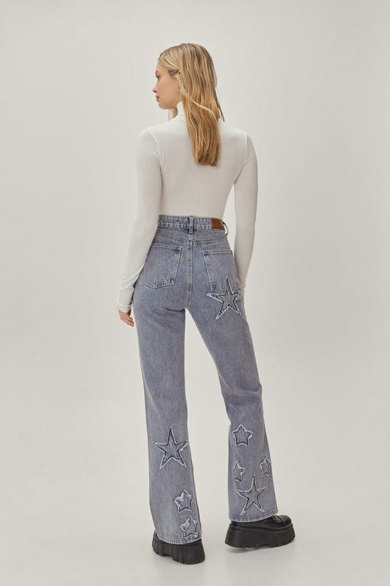 NastyGal Star Applique High Waisted Flared Jeans 4