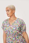 NastyGal Plus Size Floral Wrap Puff Sleeve Midi Dress thumbnail 2