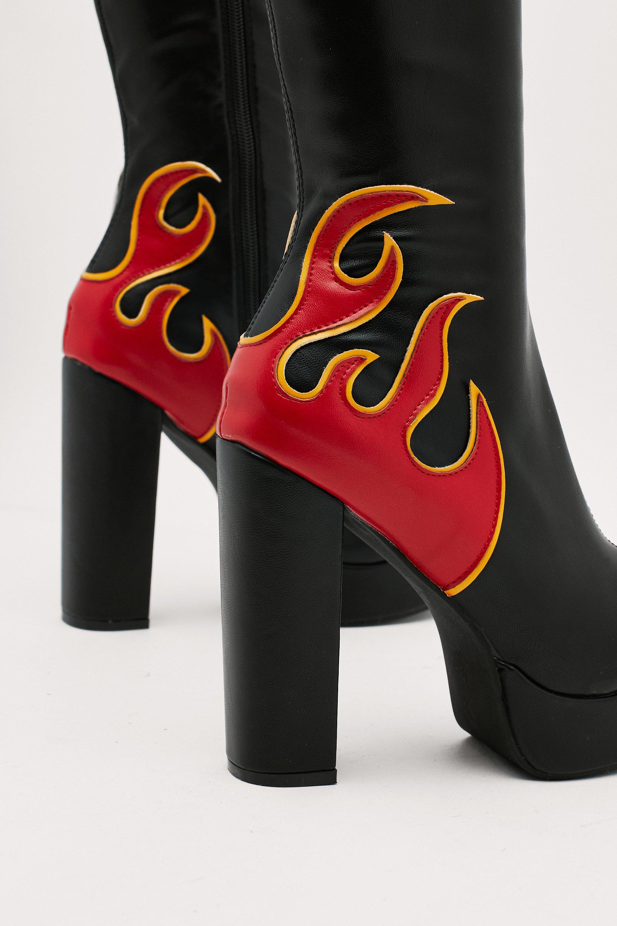 Flame on sale platform boots