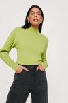NastyGal High Neck Wide Ribbed Knitted Top thumbnail 1