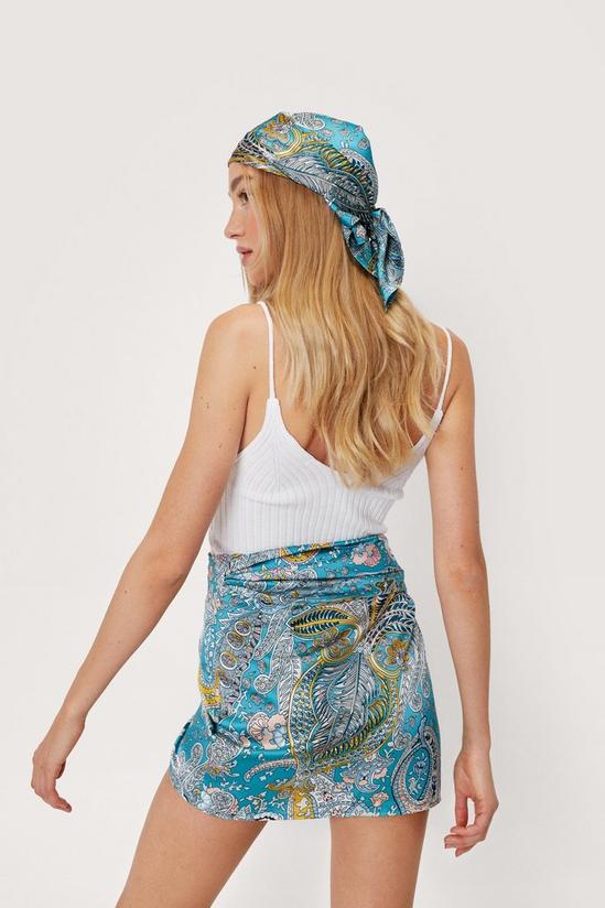 NastyGal Satin Mini Skirt and Headscarf Set 4