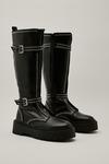NastyGal Faux Leather Double Buckle Studded Calf High Boots thumbnail 1