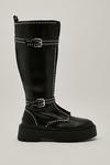 NastyGal Faux Leather Double Buckle Studded Calf High Boots thumbnail 2