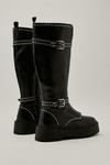 NastyGal Faux Leather Double Buckle Studded Calf High Boots thumbnail 3