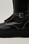 NastyGal Faux Leather Double Buckle Studded Calf High Boots thumbnail 4