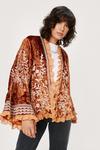 NastyGal Velvet Embroidered Ruffle Kimono Jacket thumbnail 1