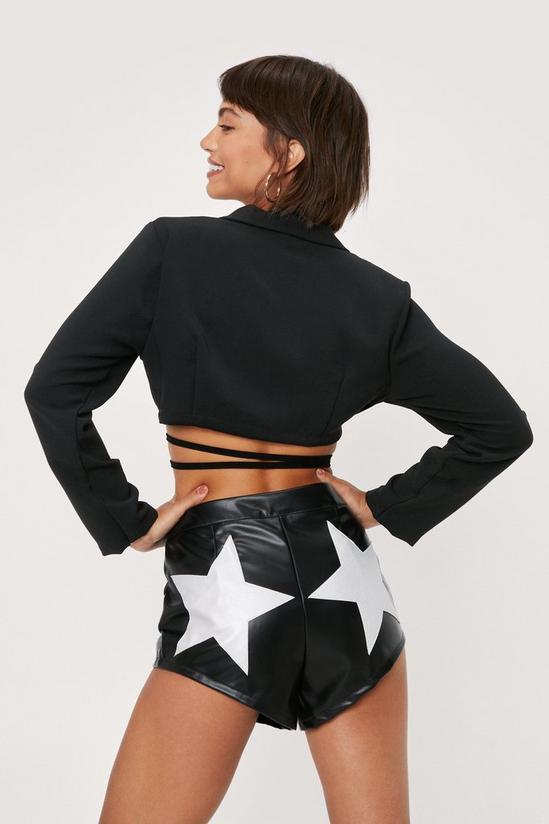 NastyGal Contrast Star Faux Leather Hot Pants Shorts 1
