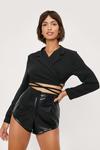 NastyGal Contrast Star Faux Leather Hot Pants Shorts thumbnail 3
