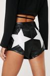 NastyGal Contrast Star Faux Leather Hot Pants Shorts thumbnail 4