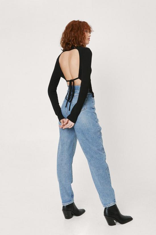 NastyGal Viscose Ribbed Knit Tie Open Back Top 2