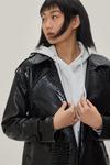 NastyGal Faux Leather Croc Embossed Belted Trench Coat thumbnail 2