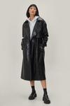 NastyGal Faux Leather Croc Embossed Belted Trench Coat thumbnail 3
