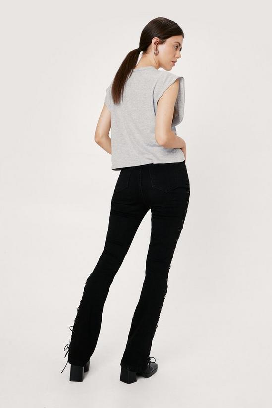 NastyGal Lace Up Fit and Flared Denim Jeans 4