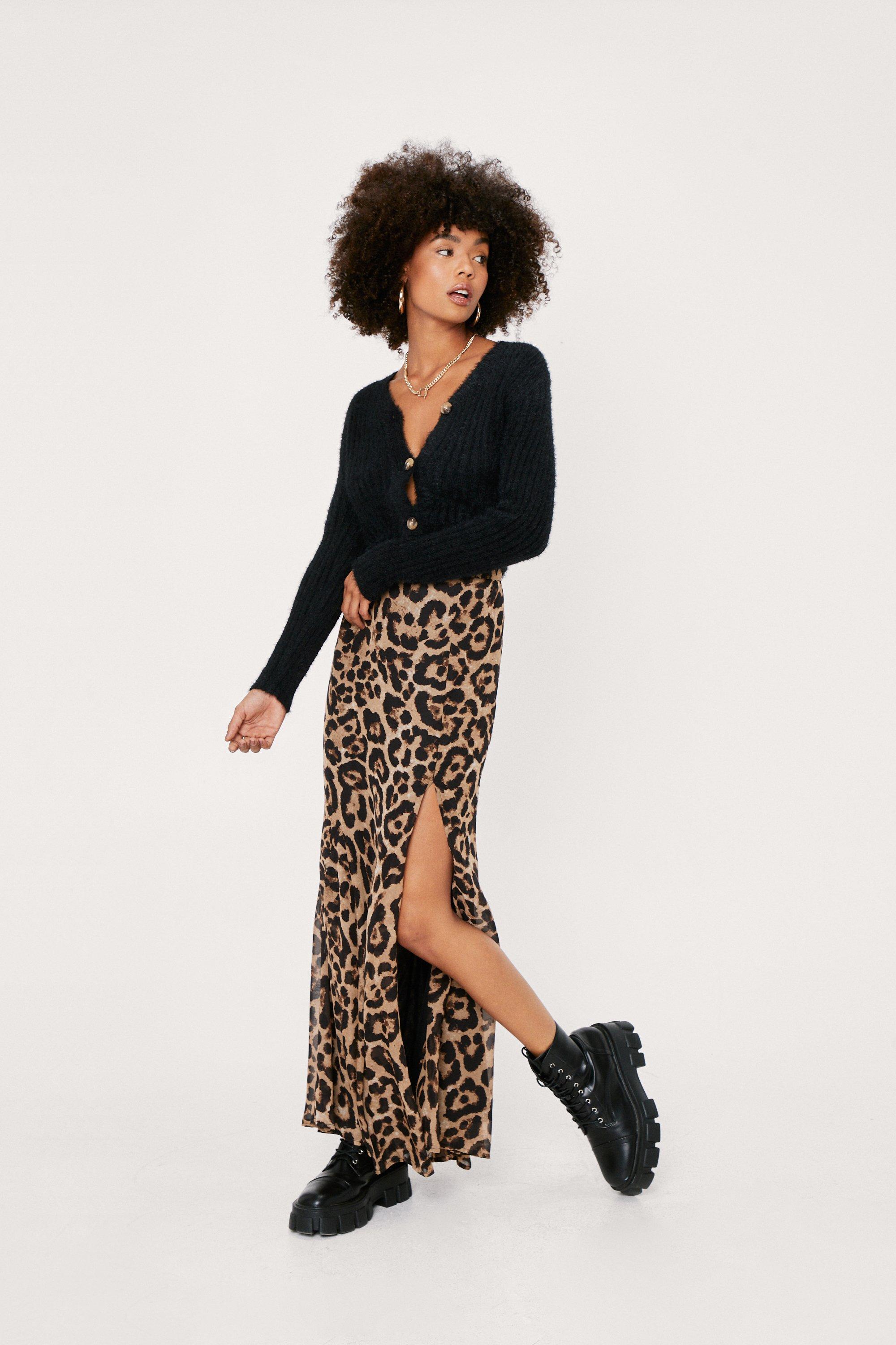 Animal print 2025 chiffon maxi skirt