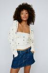 NastyGal Embroidered Floral Knit Cardigan And Top Set thumbnail 1