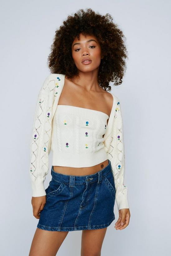 NastyGal Embroidered Floral Knit Cardigan And Top Set 3