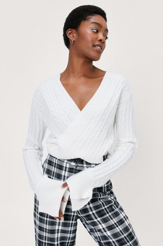 NastyGal Cable Wrap Front Split Cuff Sweater 1