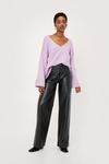 NastyGal V Neck Knitted Ribbed Wide Sleeve Jumper thumbnail 3